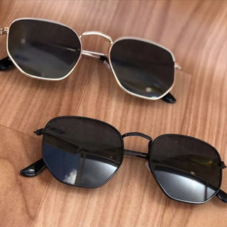 Óculos de Sol Hexagonal Masculino Feminino UV400 retro quadrado Clássico em Oferta na Shopee