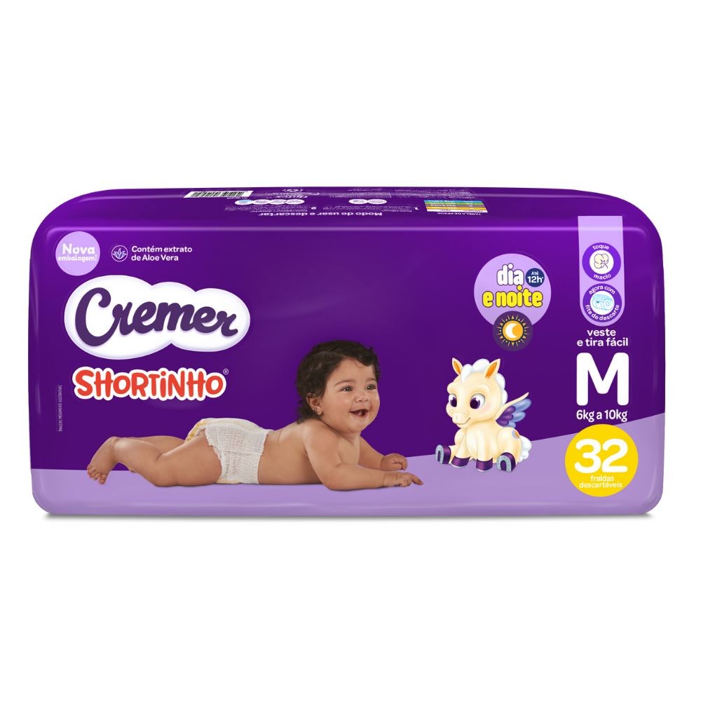 Fralda Shortinho Cremer Dia e Noite Tamanho M 32 Fraldas em Oferta na Shopee