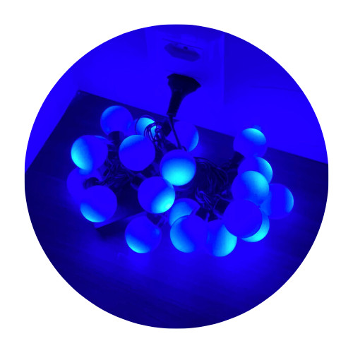 Cordão LED Bolinha 4 Metros com 8 Funções em Azul Natalino