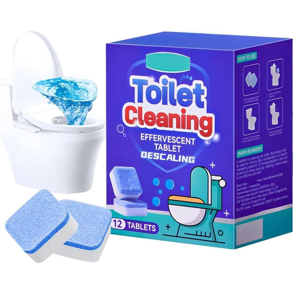 12pcs-Toilet Bowl Cleaners，Automatic Toilet Bowl Cleaners，Effervescent Toilet Cleaners，Interior Cleaning Fizz Pellet, Ef