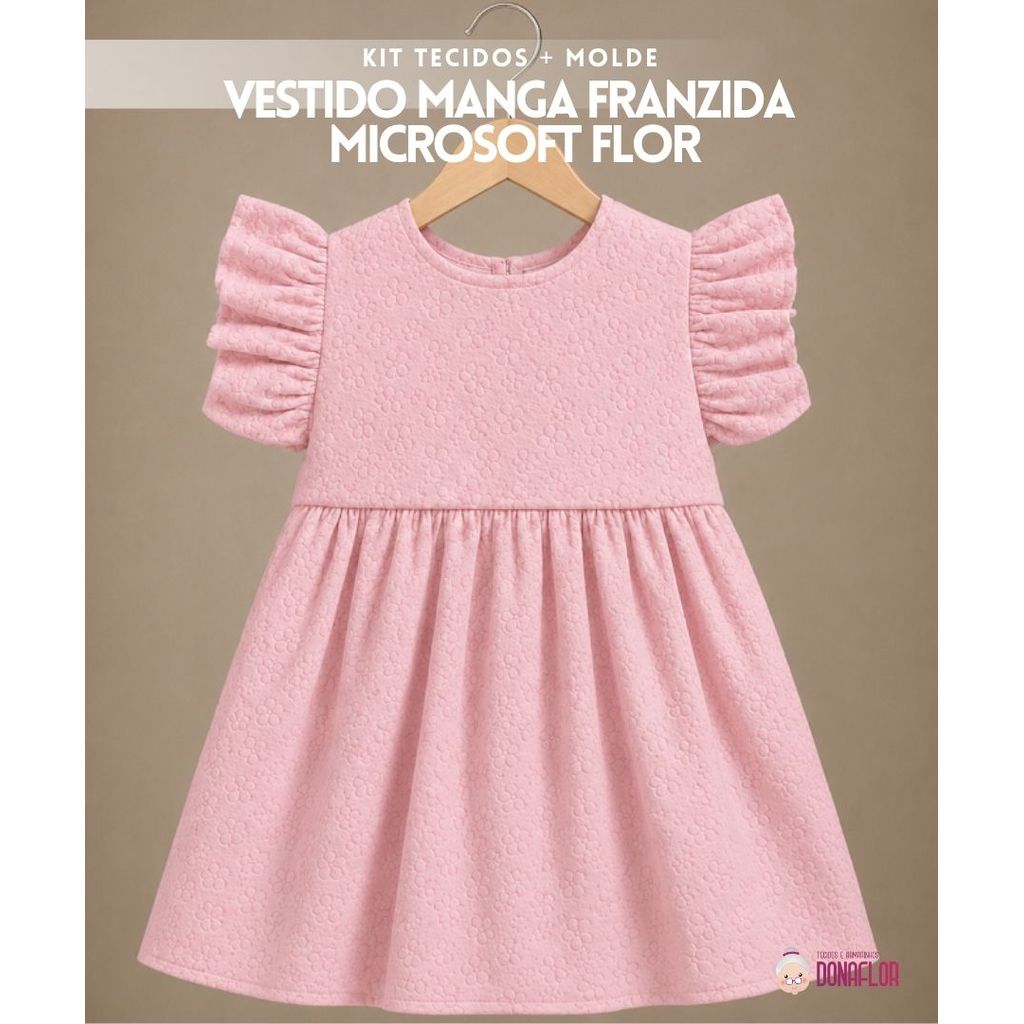 KIT  VESTIDO MANGA FRANZIDA MICROSOFT JACQUARD FLOR  - MOLDE & TECIDOS