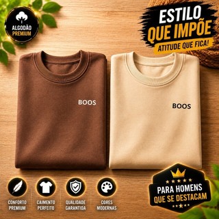 Kit 2 Camisetas Masculinas 100% Algodão Confortável Manga Curta Gola Redonda Casual Diári…