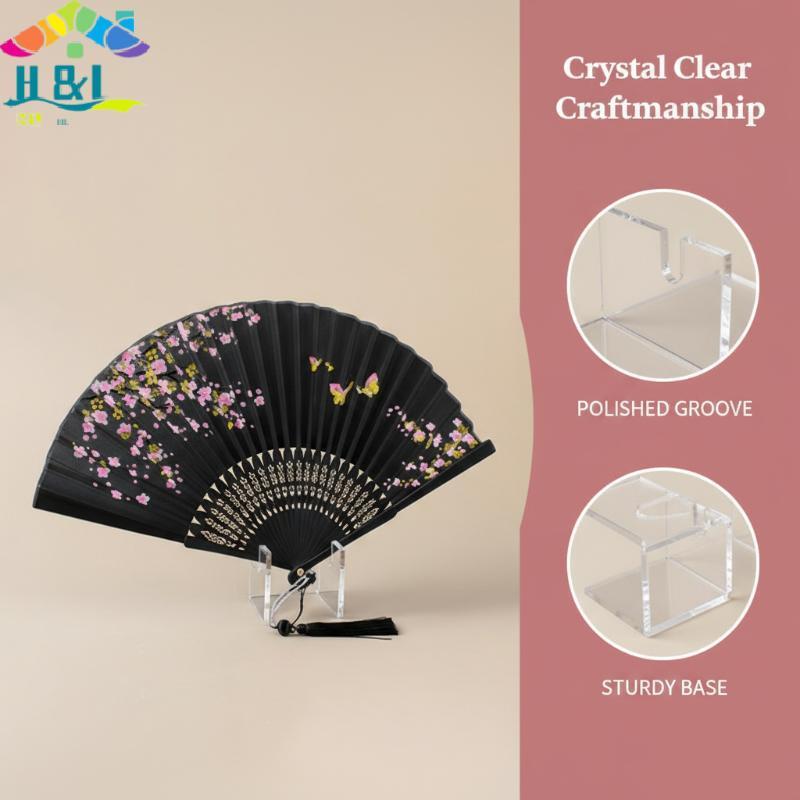 Suporte De Ventilador De Mão Para H & L , Display Acrílico Transparente , Braet Durável Dobrável Colecionável , Mesa , Q