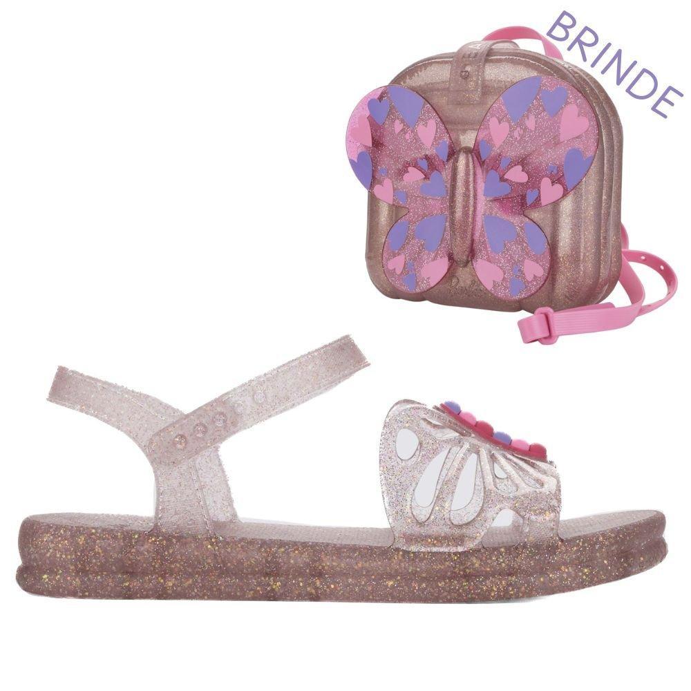 Sandália Infantil Feminina Barbie Fly com Mochila Grendene Kids 23268 Vidro/Glitter