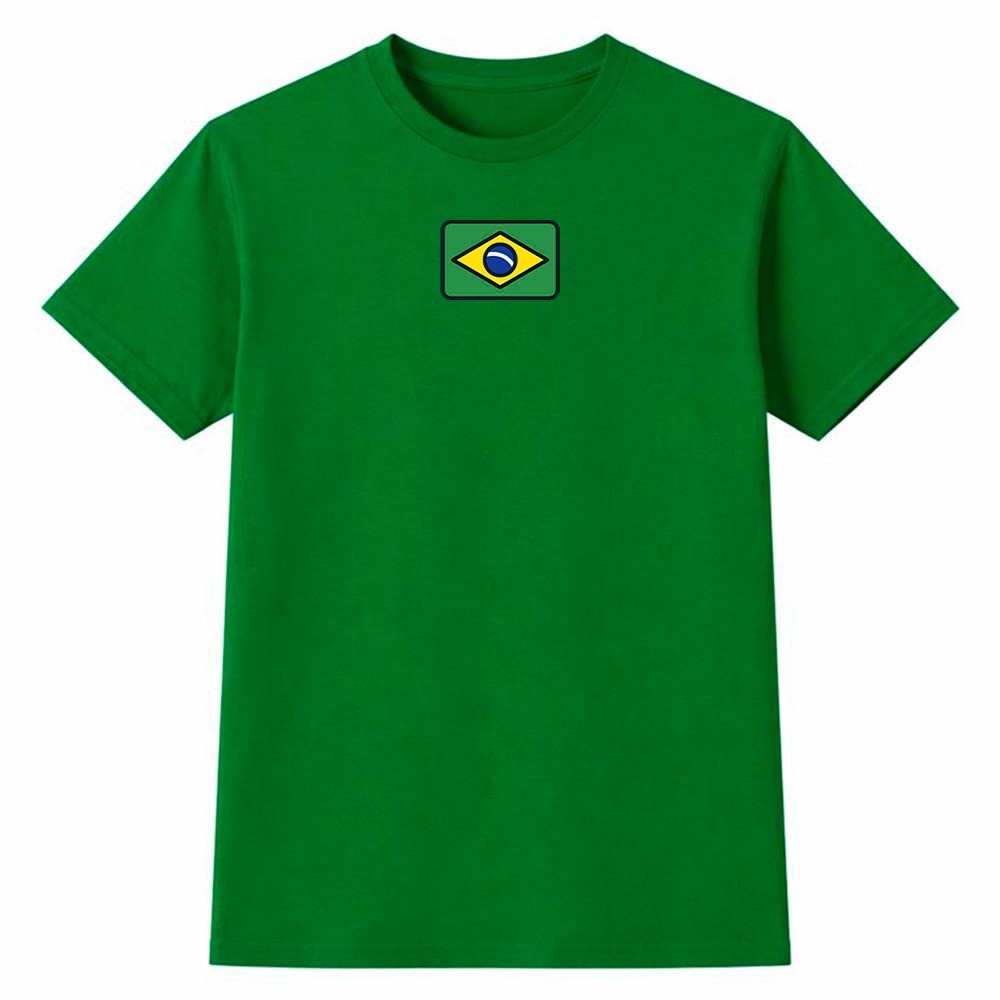 Camiseta Masculina 100% Algodão Camisa Brasil Bandeira Minimalista Copa do Mundo Futebol Moda Casual