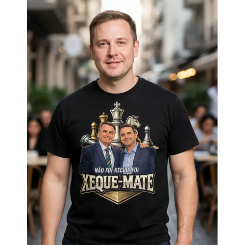 Camiseta Bolsonaro Flavio Xeque-mate Camisa Malha Algodão