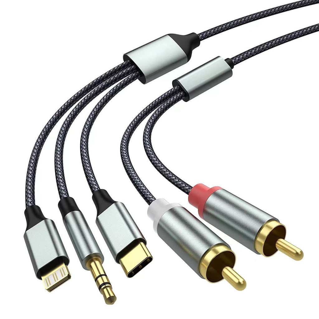 Cabo de áudio Digital Multi-cabeça tipo-c relâmpago Android 3.5mm conexão duplo Lotus RCA cabo de áudio