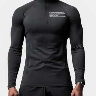 Moletom esportivo camiseta masculina forro de lã magro correndo Fitness lazer treinamento de manga comprida de secagem r