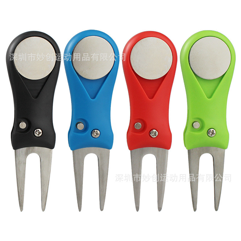 Garfo para reparo de green de golfe, ferramenta portátil para reparo de green com mola, garfo para reparo de green de go