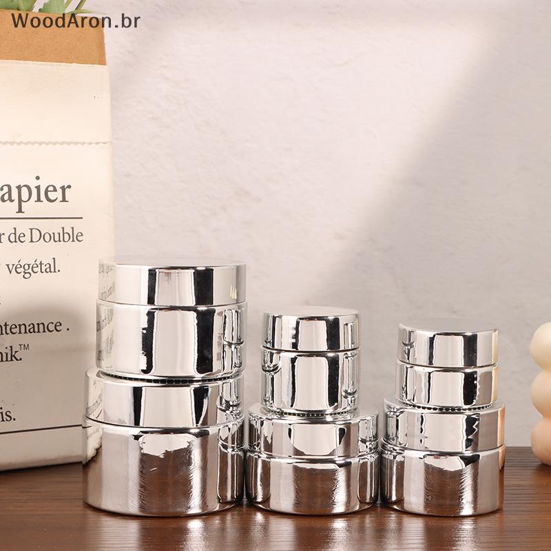 Frasco Cosmético WoodAron 5-50g De Vidro Para Creme Facial Prateado Recipiente Vazio Cola De Unhas De Maquiagem Viagem b