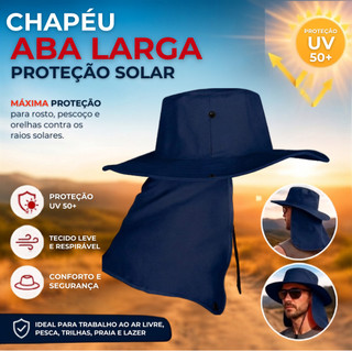 Chapéu Australiano Proteção UV50+ Respirável Aba Larga Pesca Camping Trilha
