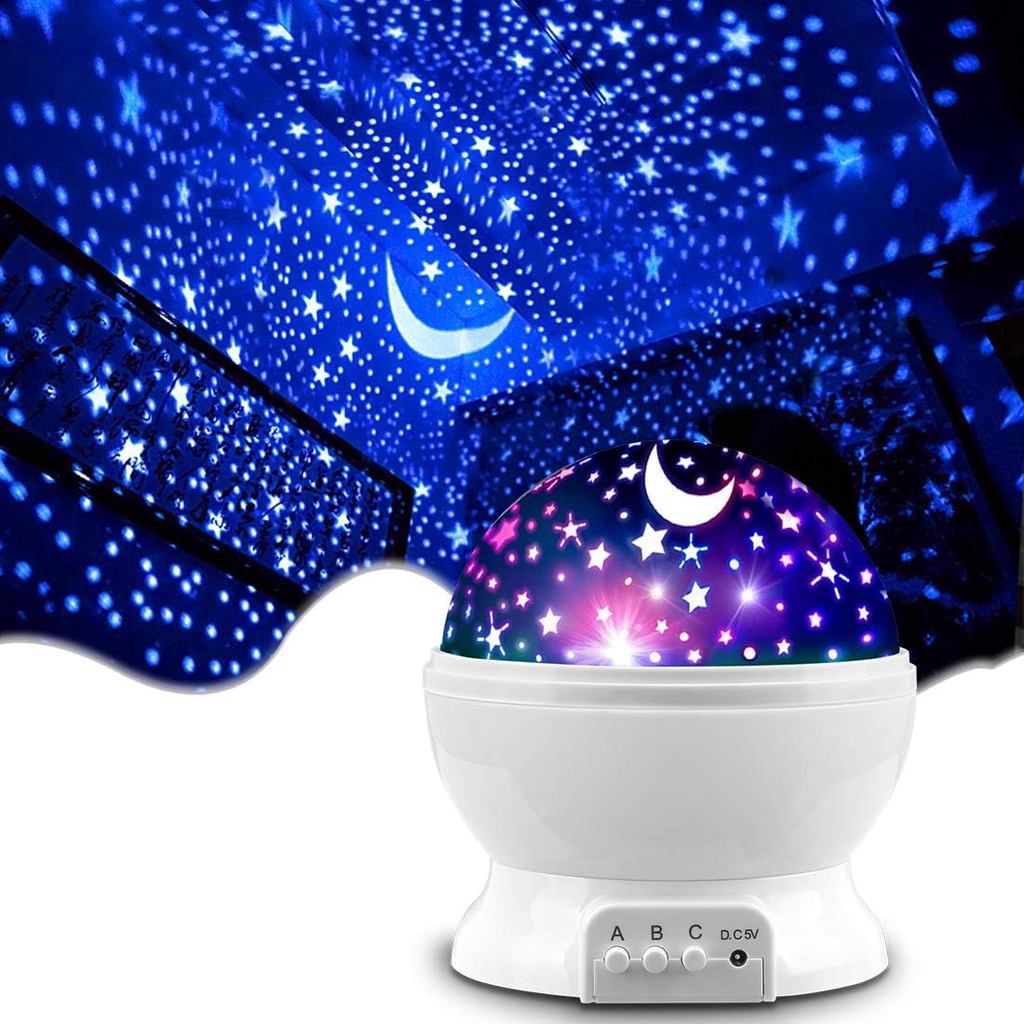 Luminária Abajur Iluminação Projetor Estrelas Lua Colorido
