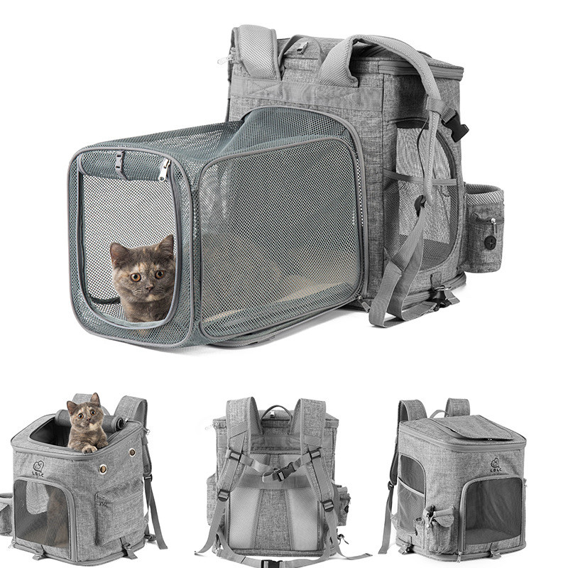 Bolsa para gatos de grande capacidade, mochila respirável e expansível para animais de estimação, bolsa de transporte pa