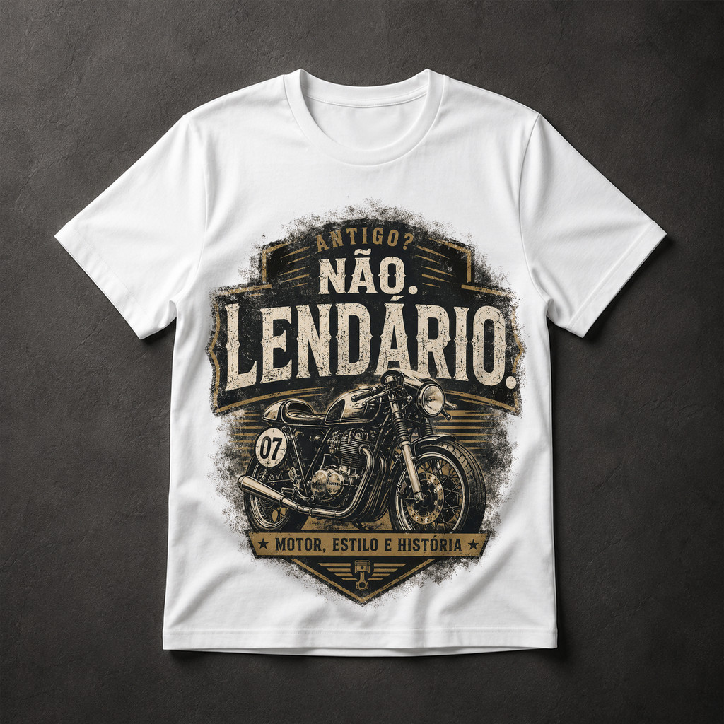 Camiseta Masculina Moto Lendário Café Racer Vintage Motociclista Motor Estilo História