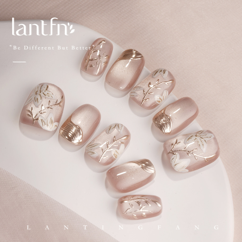 LTF Original [Flor Queimada] Unhas Artesanais 2026 Novo Estilo High-End Novo Patch de Olho de Gato Chinês