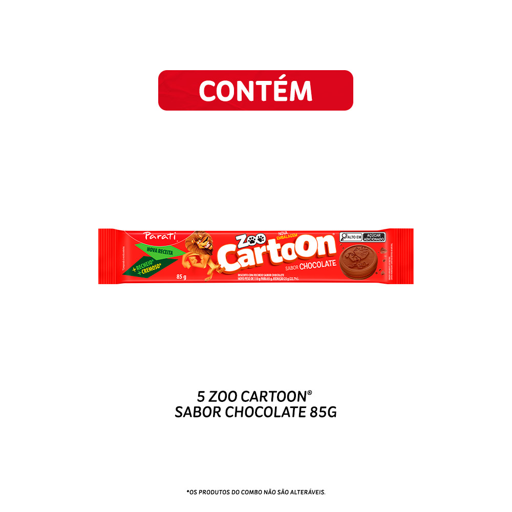 Combo Zoo Cartoon Sabor Chocolate 85g 5 unidades · foto 2