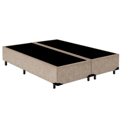 Cama Box Queen Bipartido Suede Mega Cama Bege 158x198x42cm
