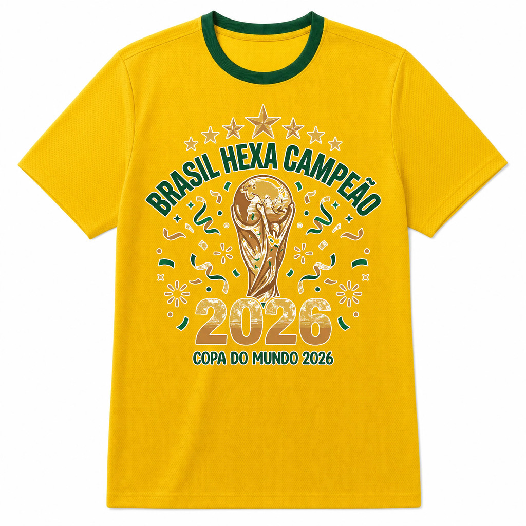 Camiseta Masculina Brasil 2026 Estampada Seleção Camiseta 100% Algodão Oversized Plus Size Streetwear Retrô
