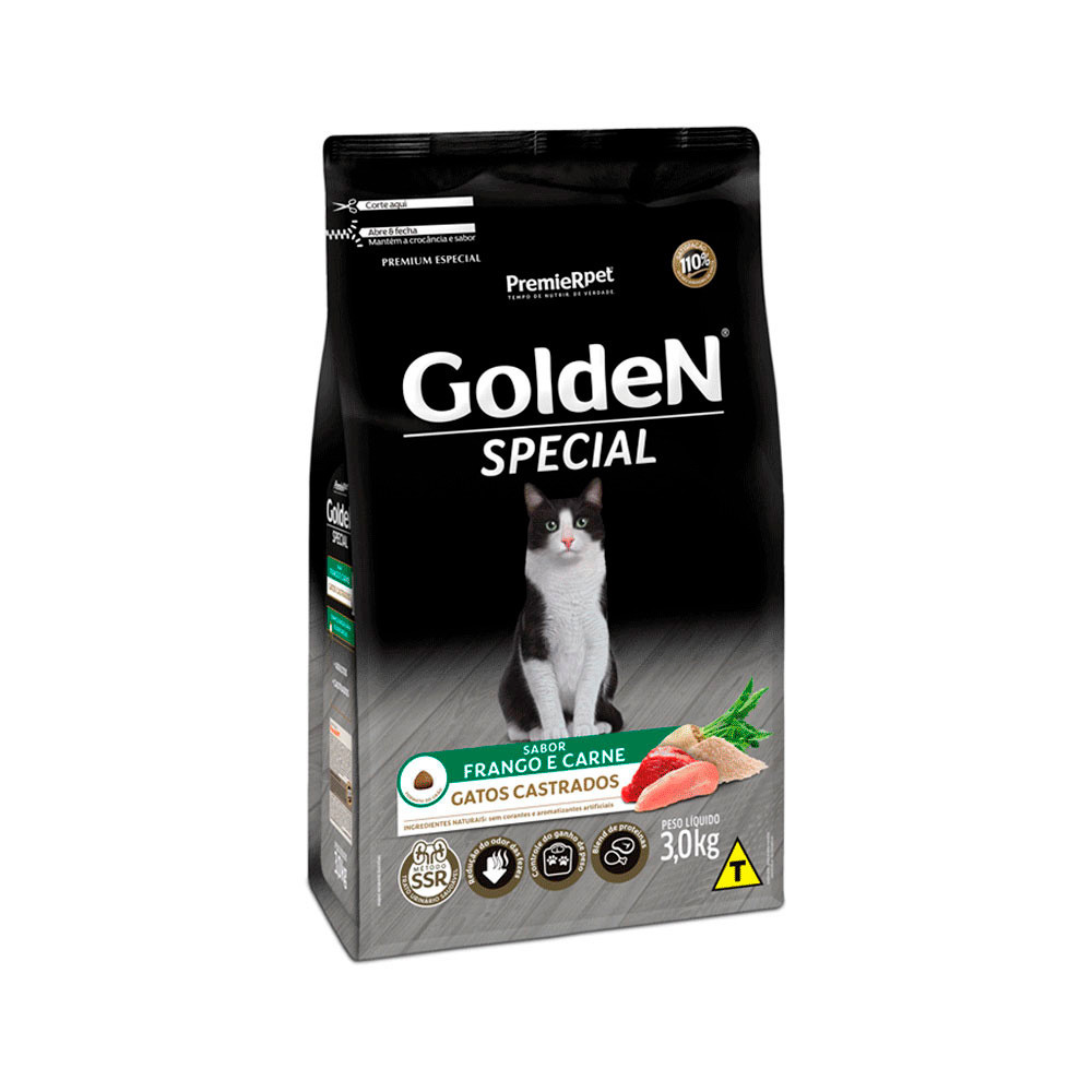 Ração 3kg Golden Gato Special Castrados