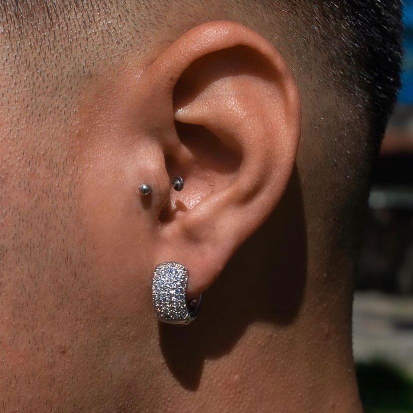 Brinco Masculino Argola Neymar Ice Cravejado Zirconia