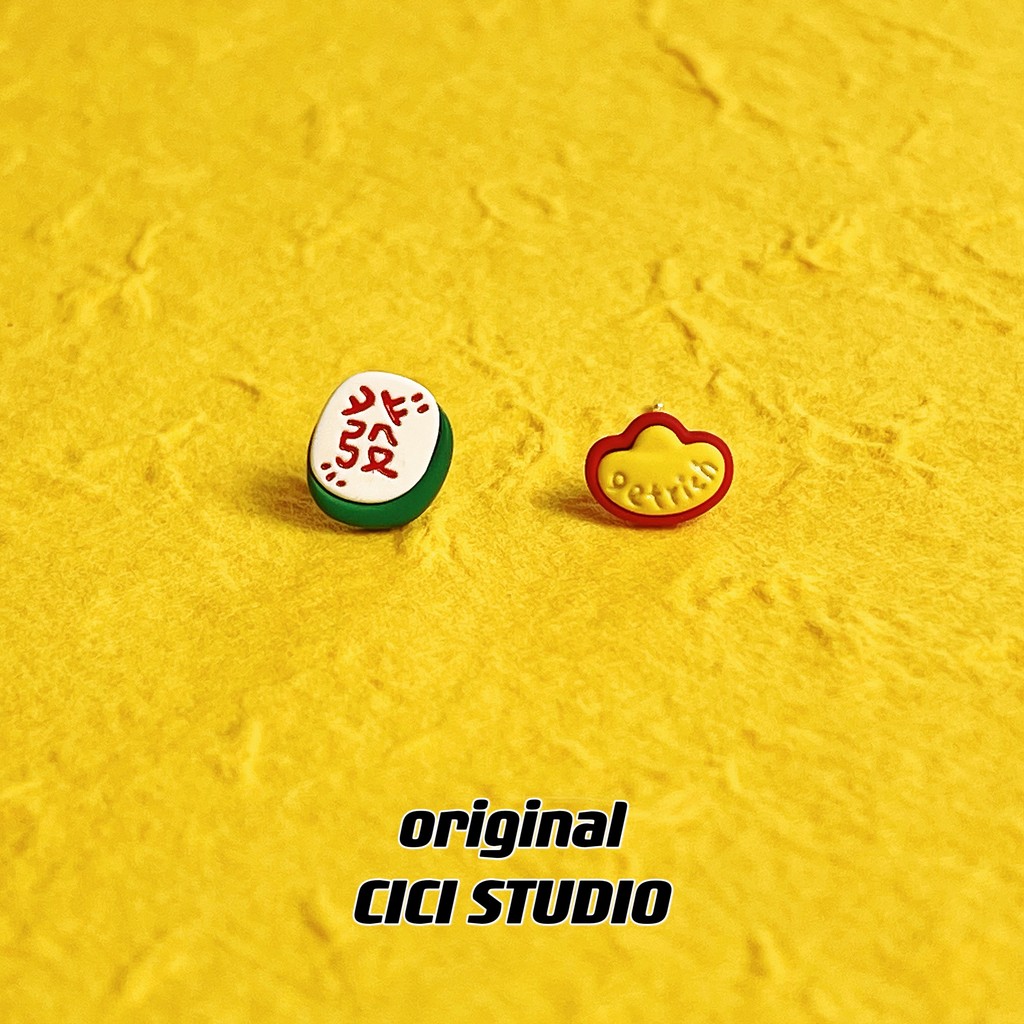 CICI criativo Mahjong lingote de ouro brincos econômico fortuna diversão ano novo estilo chinês brincos bonito novo esti