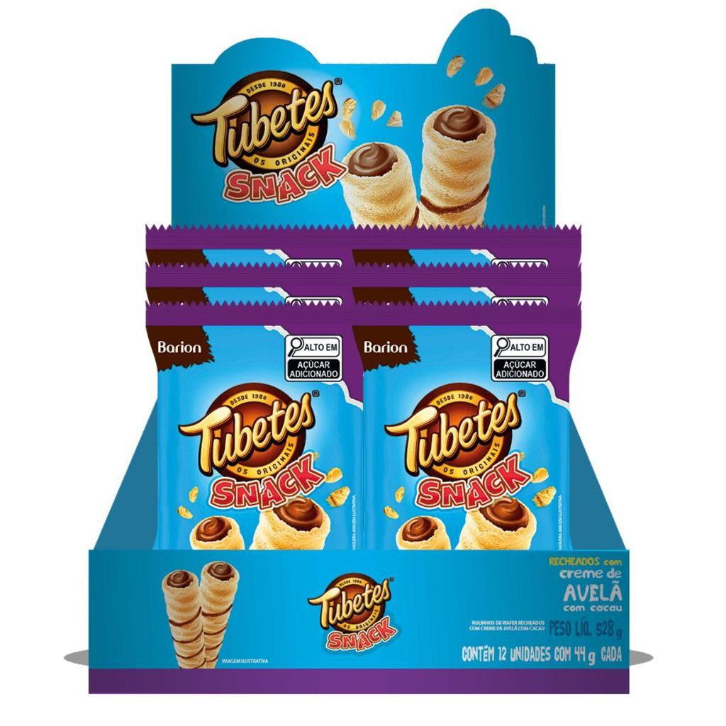 Caixa 12Un Tubetes Snack Avelã 44G Barion