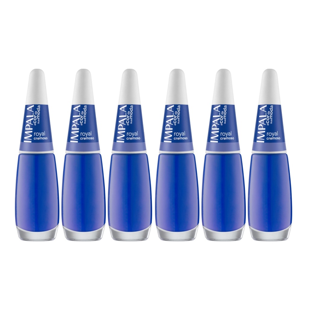Kit 6 Esmalte Impala A Cor Da Moda Unha Azul Royal Cremoso