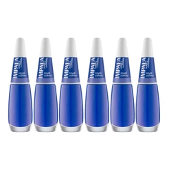 Kit 6 Esmalte Impala A Cor Da Moda Unha Azul Royal Cremoso