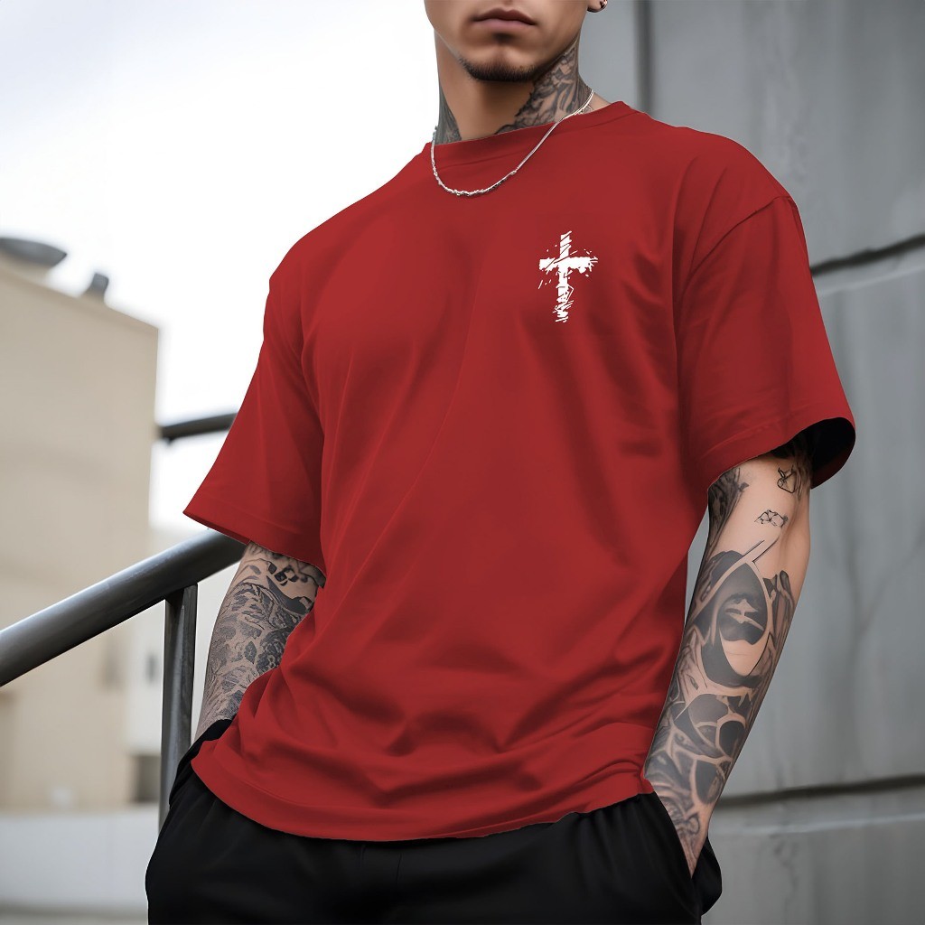 Camiseta Masculina Camisa Cruz Mini Street Faith Camisa Manfinity 100% Algodão