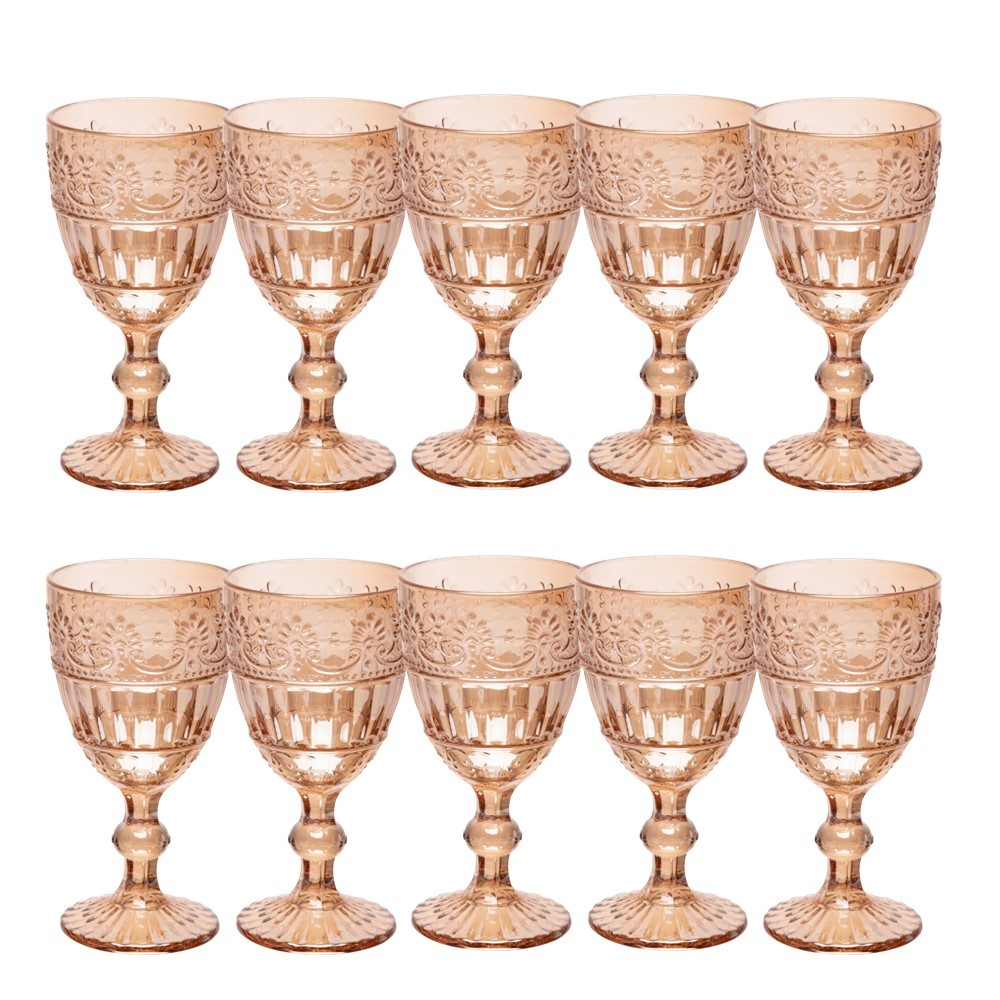 Jogo 10 Taça  de Cristal Ecológico para Água e Suco Mauve 320ml Âmbar Wolff