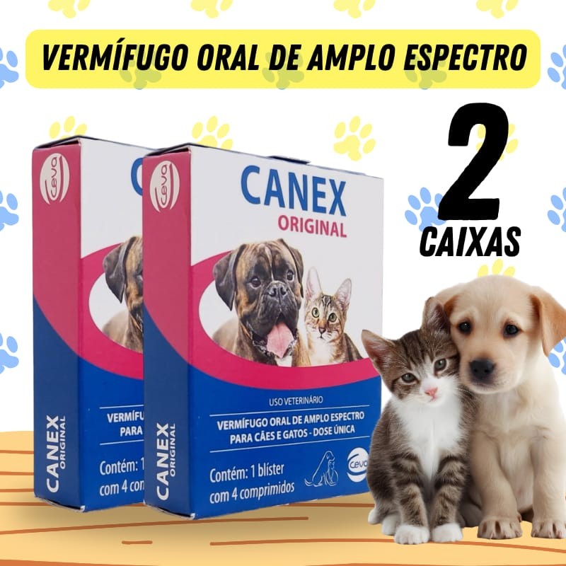Vermifugo Pet Gato Cachorro Canex Original - Caixa Com 4 Comprimidos Dose Única Anti Vermes em Oferta na Shopee