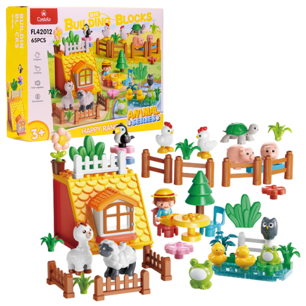 Blocos de Montar Pista Animais da Fazenda 65 Peças - Castela em Oferta na Shopee