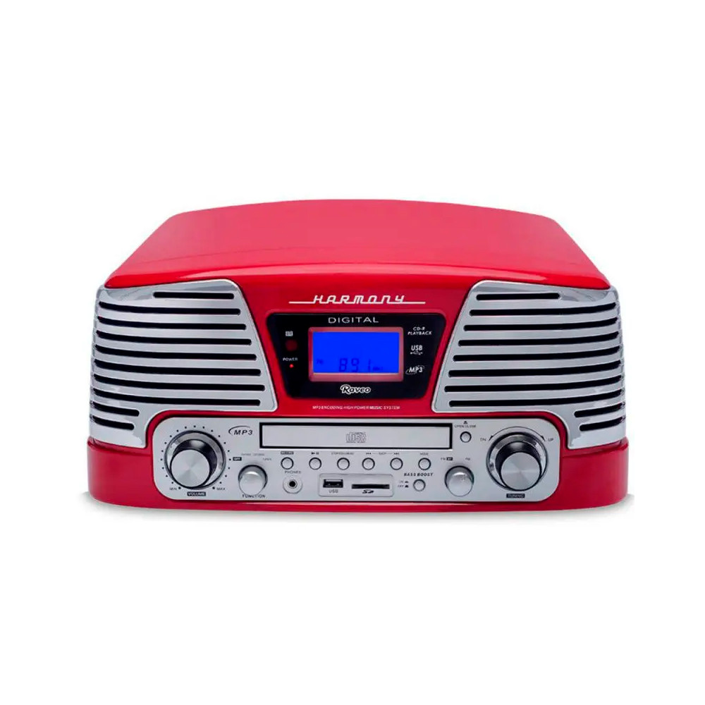 Vitrola Raveo Harmony Bt Vermelha Retrô Moderna 78rpm 10w em Oferta na Shopee