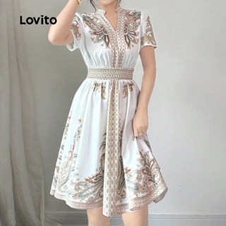 Vestido estampado com posicionamento de manga curta e gola alta-DRB152PBD053 em Oferta na Shopee