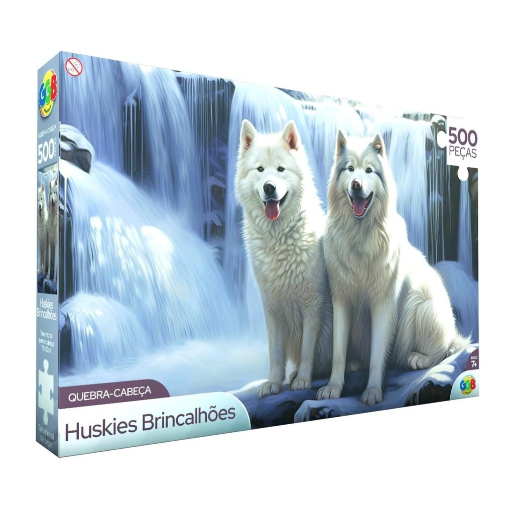 Quebra Cabeça Puzzle Cães Huskies Brincalhões 500 Peças