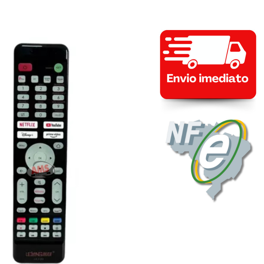Controle Remoto Universal Todas Smart Tv Led Lcd Com Netflix Youtube Disney Prime vídeo Com Manual