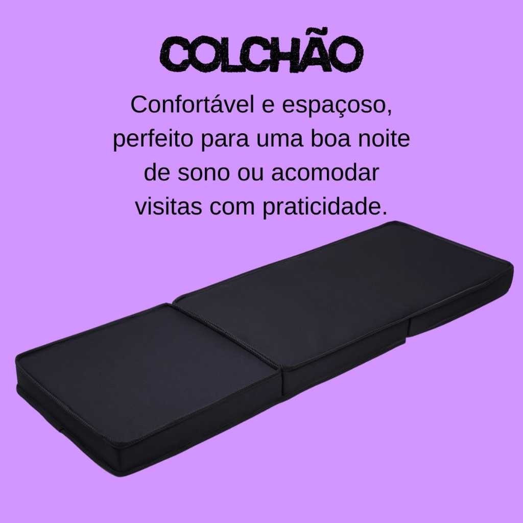Colchão Dobrável de Solteiro 4 em 1 Colchão Sofá puff ou Colchonete o melhor em custo benefício prático para visitas