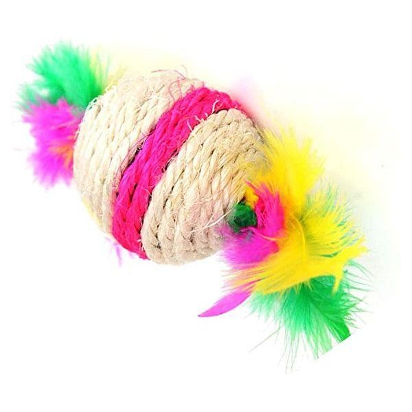 Brinquedo Para Gatos Bolinha de Sisal com Penas Napi Cores Sortidas em Oferta na Shopee