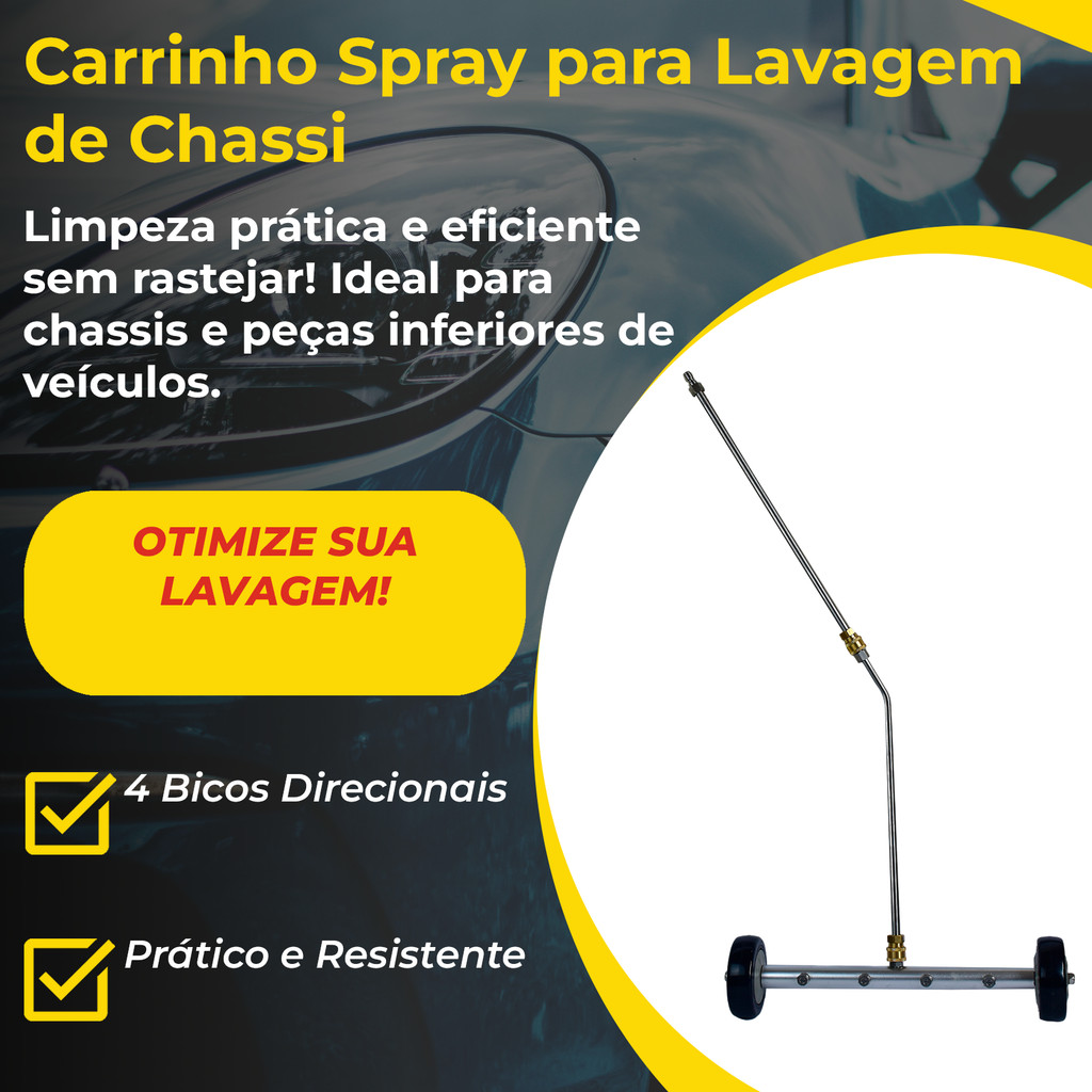 Carrinho Spray Lavagem Chassi 40cm 4Bicos Engate Rápido Alta Pressão 4000psi Automotivo Profissional