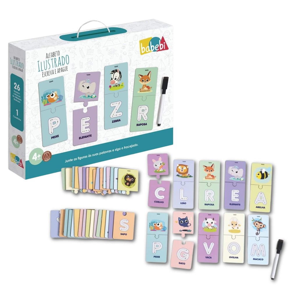 Brinquedo Infantil Alfabeto Ilustrado Escreva e Apague Babebi - 6047