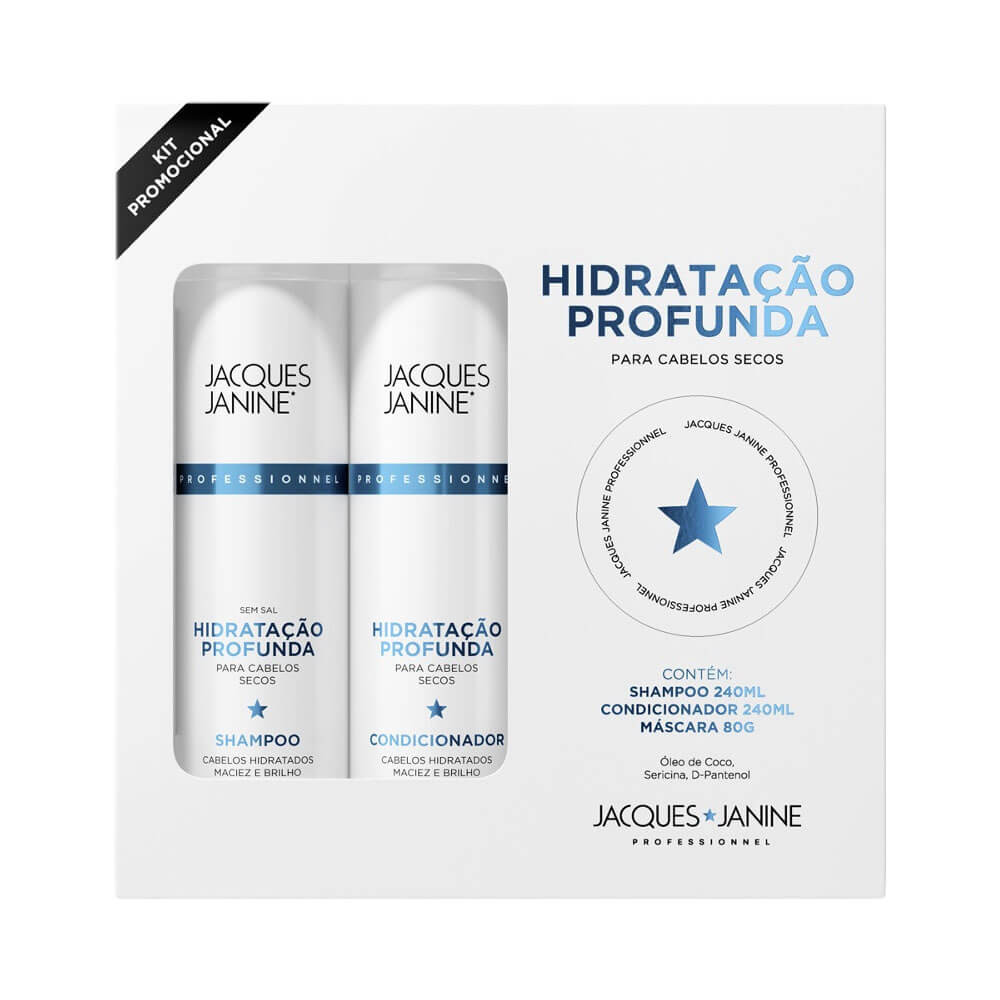 Kit Jacques Janine Shampoo + Condicionador + Máscara Hidratação Profunda em Oferta na Shopee