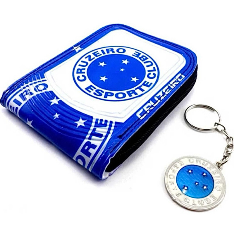 Carteira Personalizada Masculina de Times + Chaveiro Fecho Ziper