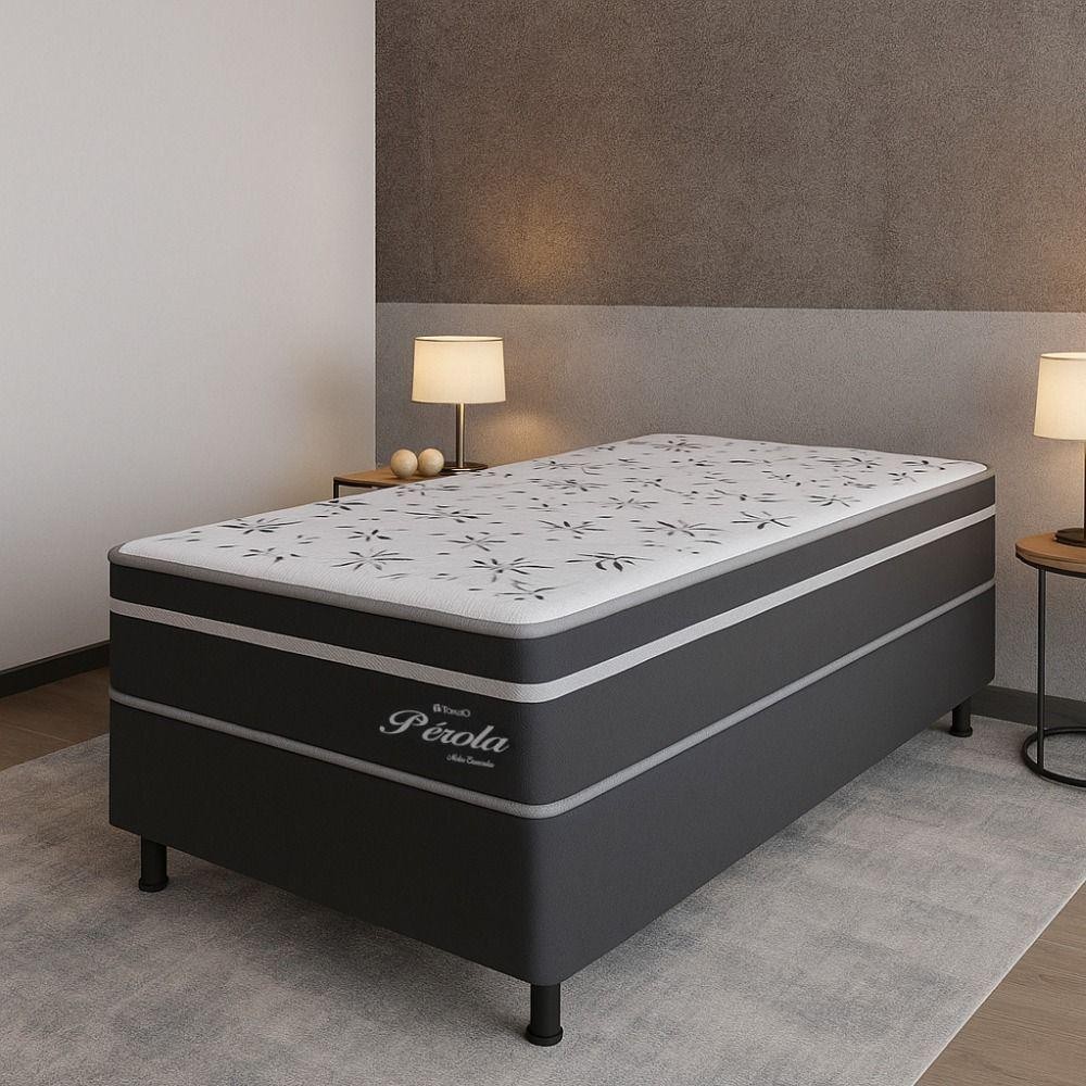 Cama Box Solteiro (88x68) D26 Molas Ensacadas Cinza Perola Topázio Colchões em Oferta na Shopee