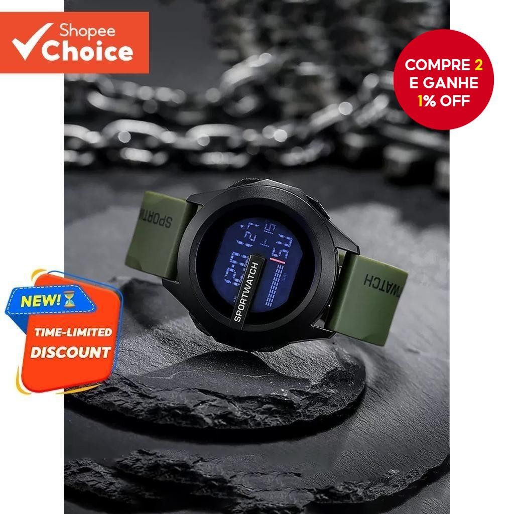 Relógio Esportivo À Prova De Choque 50M , Capa De Resina Resistente Água , Pulseira Antiderrapante , Treinamento Intenso