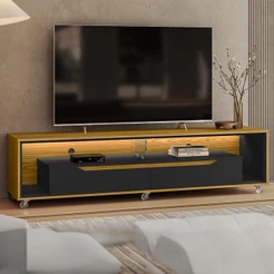 Rack para TV Até 65 Polegadas Loop 2 Gavetas com Vidro e Led - Olivar Móveis