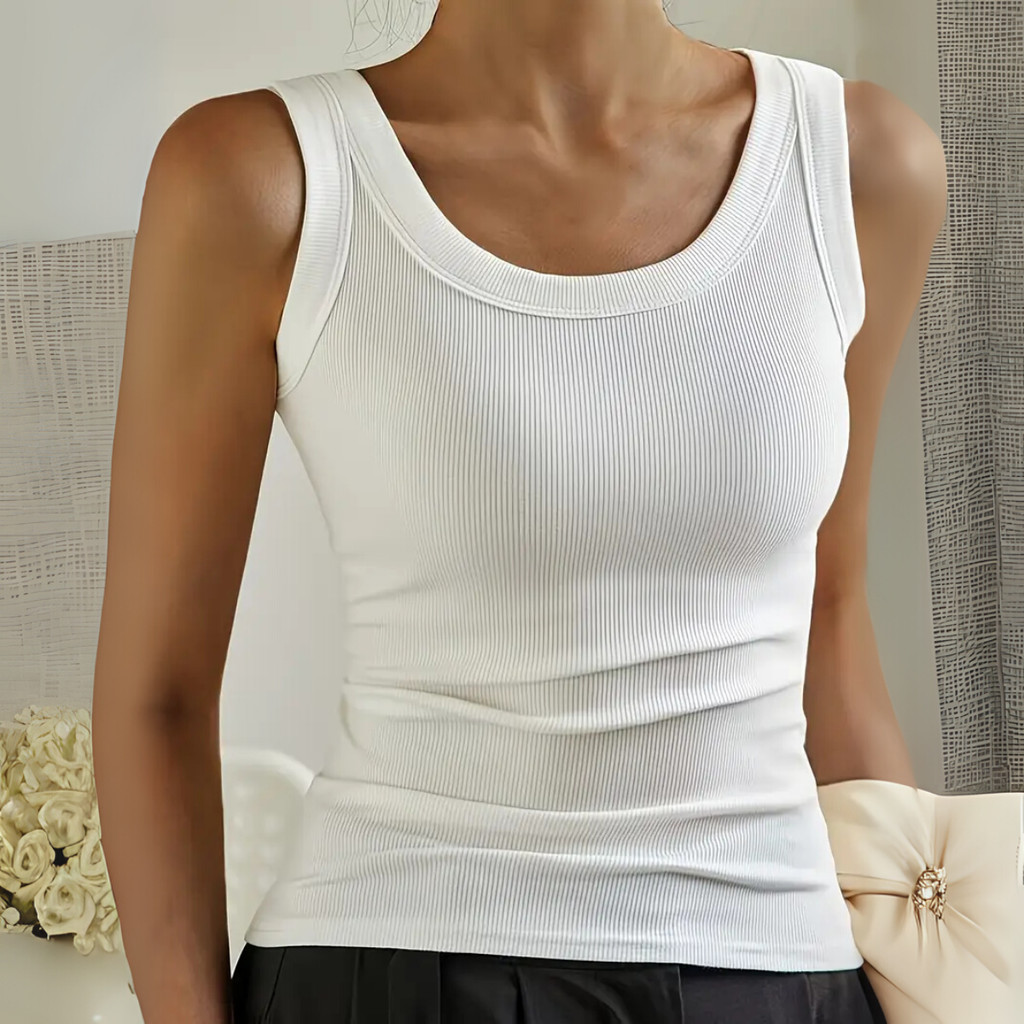 Blusa Regata Feminina Canelada Básica Algodão Premium Confortável Moda Blogueira Estilo