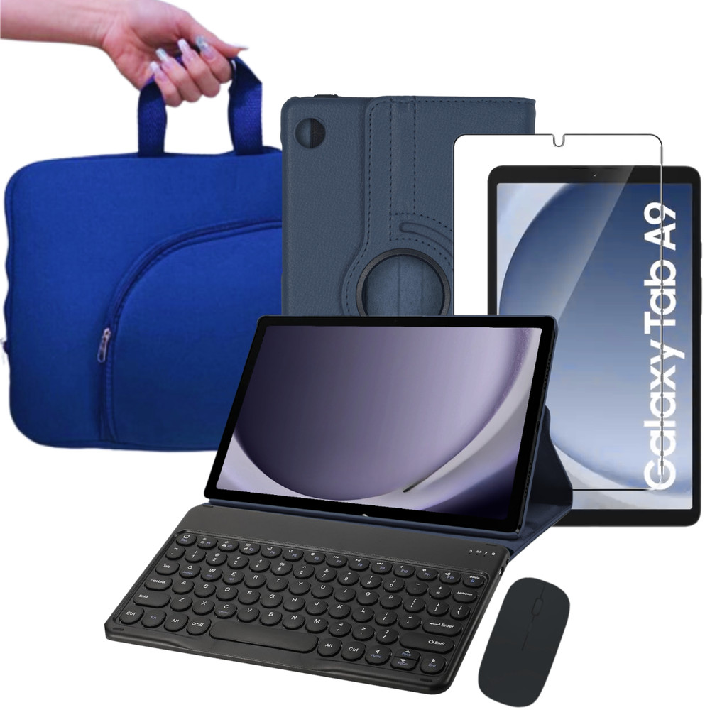 Kit Proteção Total para Galaxy Tab A9 Plus 11" Capa Giratória 360, Película, Tec