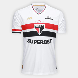 Camisa Masculina Torcedor SPFC I 25/26 NB branco/vermelho/preto em Oferta na Shopee