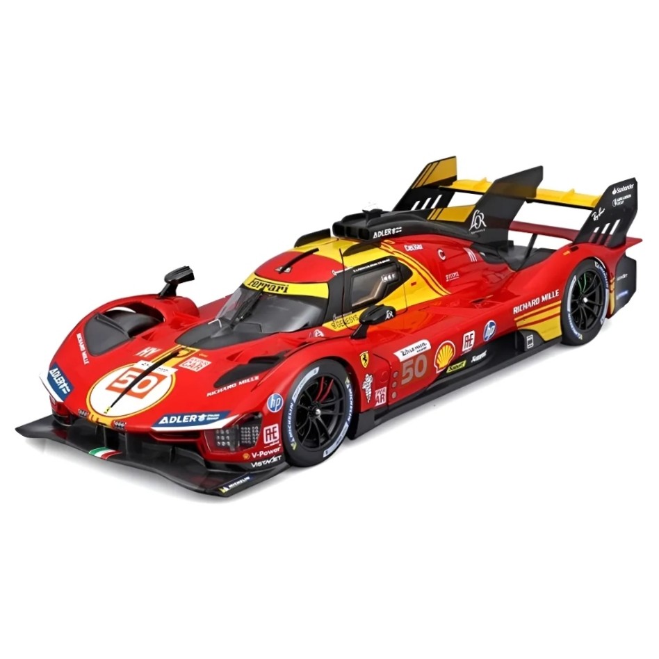 Miniatura Carro Ferrari 499P - #50 - Winner 24h Le Mans (2024) - Racing - 1:18 - Burago