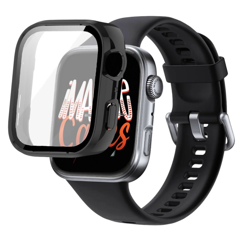 Case Acrílico Para Huawei Fit 4 com Película Tela Integrada Vidro 9H Capa Proteção 360º Smartwatch
